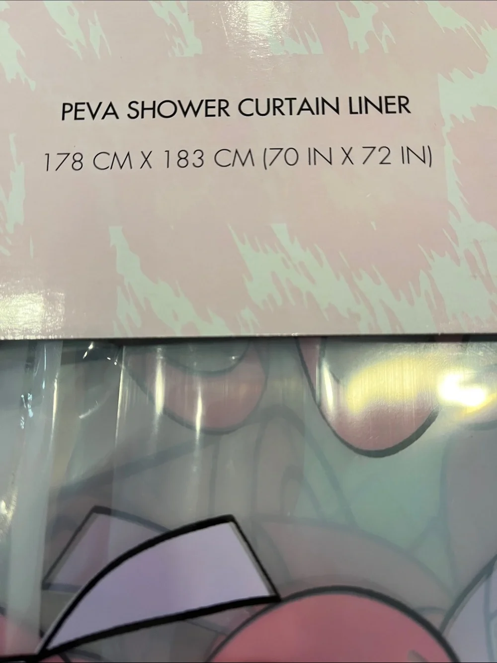 Betsey Johnson Pink Green Cherry/Cup Print PEVA Shower Curtain Liner